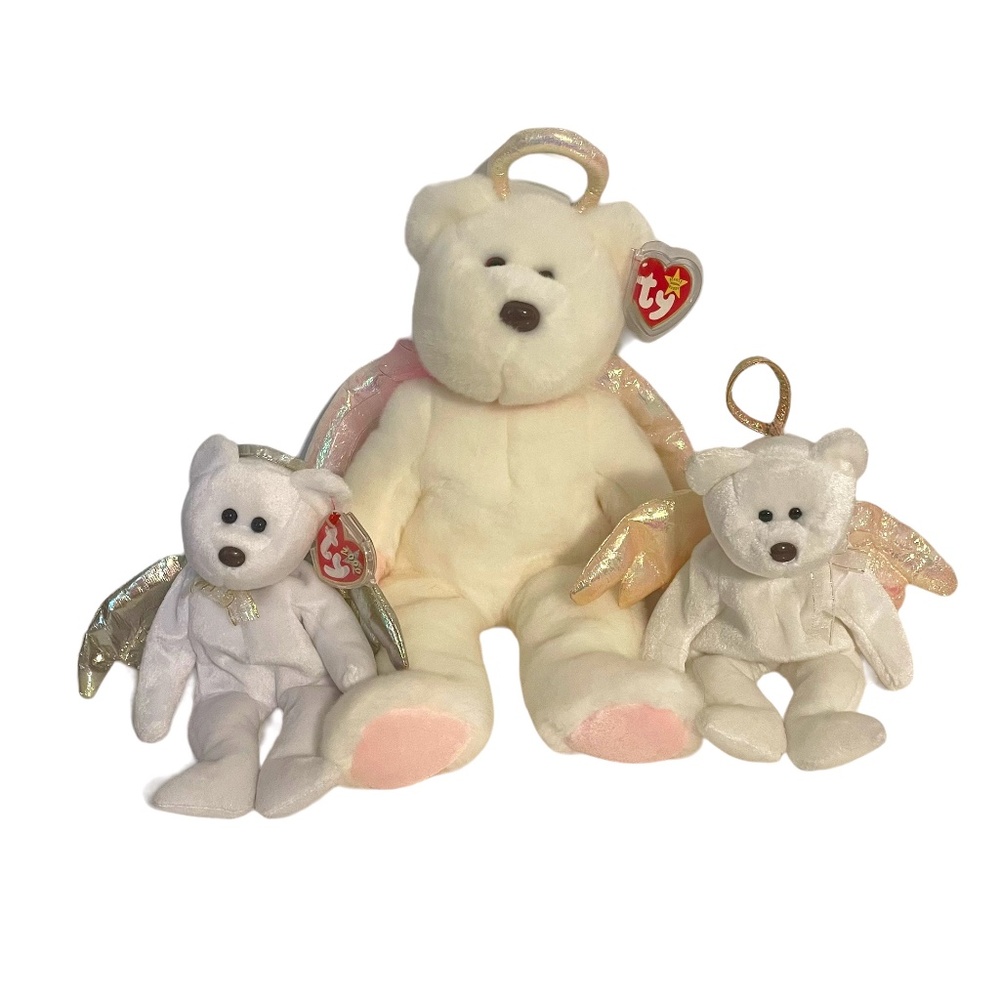 Ty Beanie Babies Buddies Halo Angel Wings Bears Plush Stuffed Animals Set‎ of 3